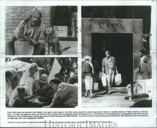 1985 Nick Nolte plays Beverly Hills street person, United States. - Historic Images
