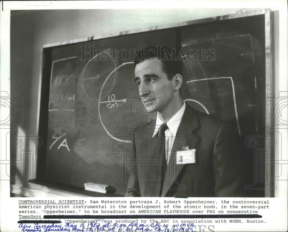 1982 Press Photo Sam Waterston as J. Robert Oppenheimer in PBS&#39;s Oppenheimer - Historic Images