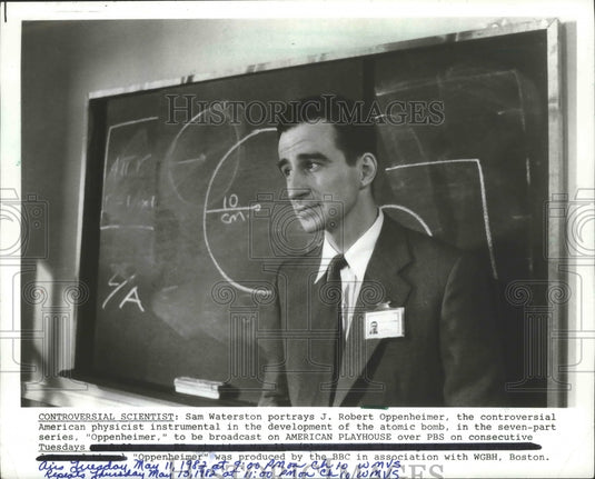 1982 Press Photo Sam Waterston as J. Robert Oppenheimer in PBS's Oppenheimer - Historic Images