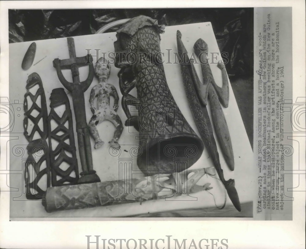 1961 Press Photo Asuat wood-carvings, south New Guinea - mjb68230 - Historic Images