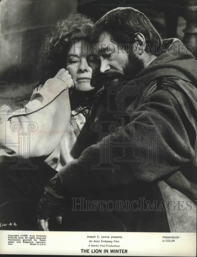 1968 Press Photo Katharine Hepburn and Peter O&#39;Toole in &quot;The Lion in Winter&quot; - Historic Images