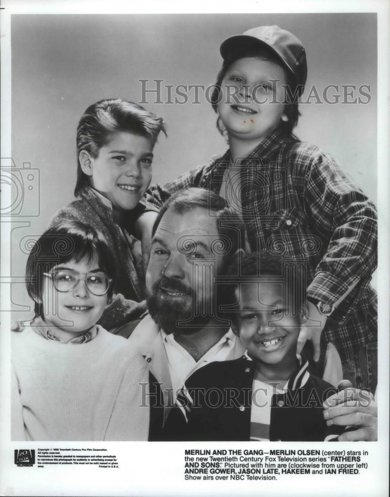 1986 Press Photo Merlin Olsen and others star in &quot;Fathers and Sons&quot; NBC - Historic Images