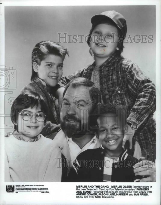 1986 Press Photo Merlin Olsen and others star in "Fathers and Sons" NBC - Historic Images