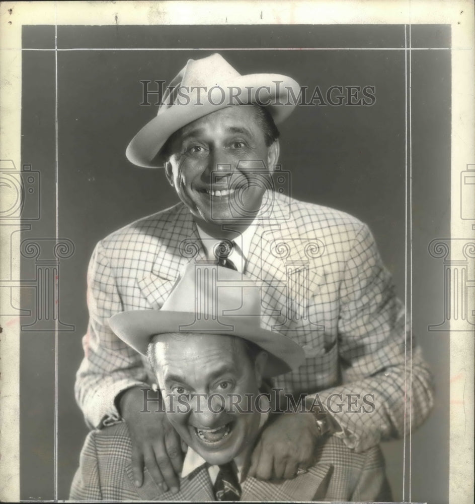 1957 Press Photo Olsen and Johnson, action comedians - mjb68665 - Historic Images