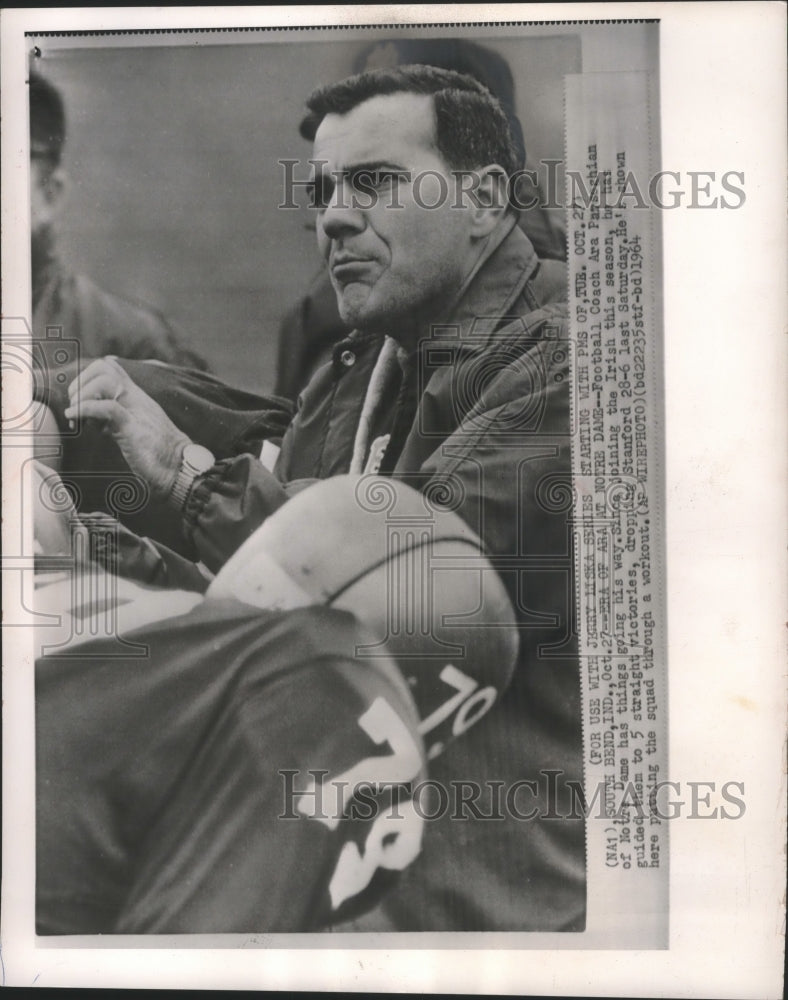 1964 Press Photo Ara Parseghian, Notre Dame head coach, at