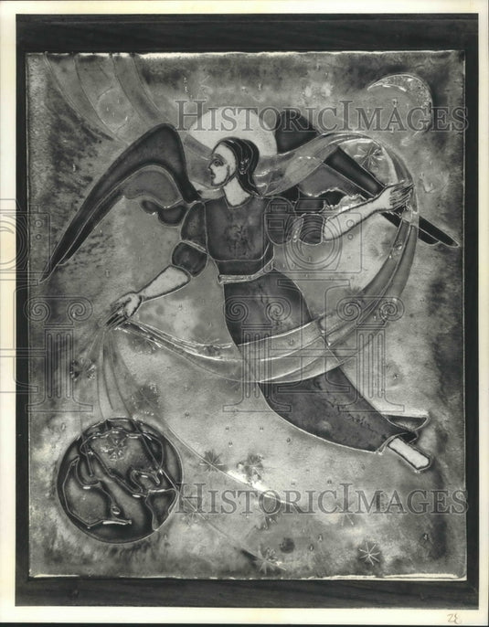 1992 Work of Sister Lucinda Hubing's "Archangel Raphael" on display. - Historic Images