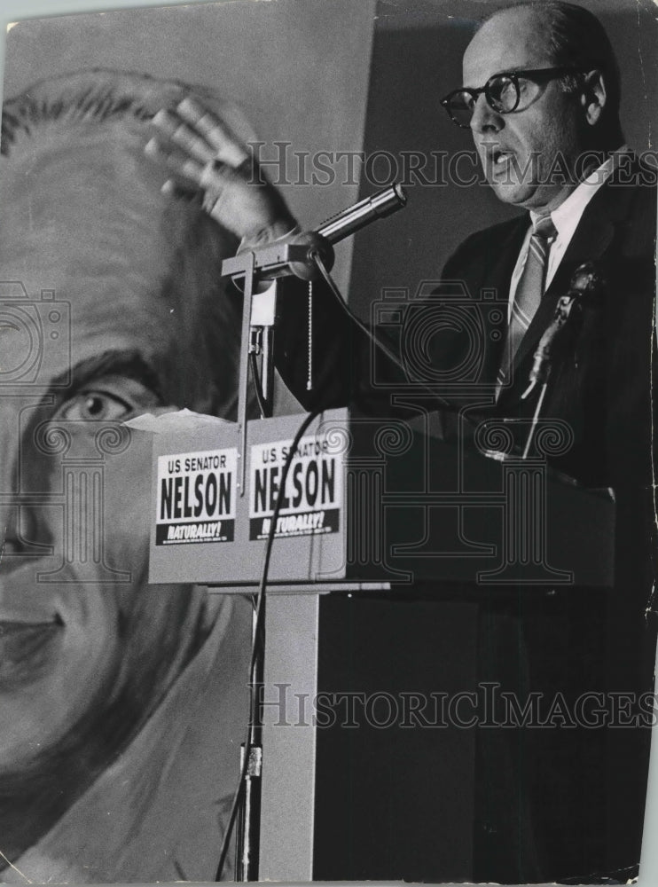 1968 Press Photo Senator Gaylord Nelson announces campaign for re-election-Historic Images