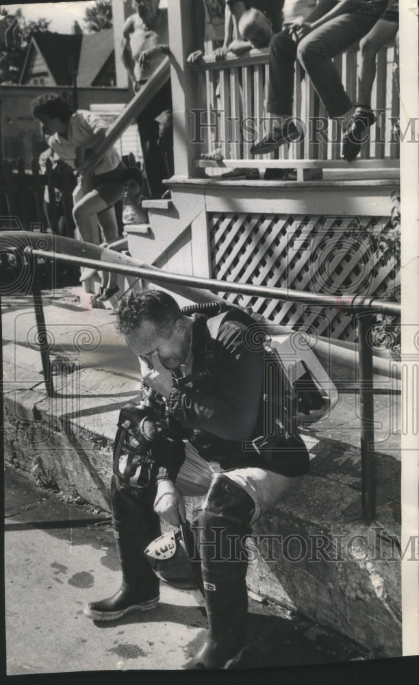 1962 Milwaukee firefighter Lt. Anthony Sanfilippe after fire-Historic Images