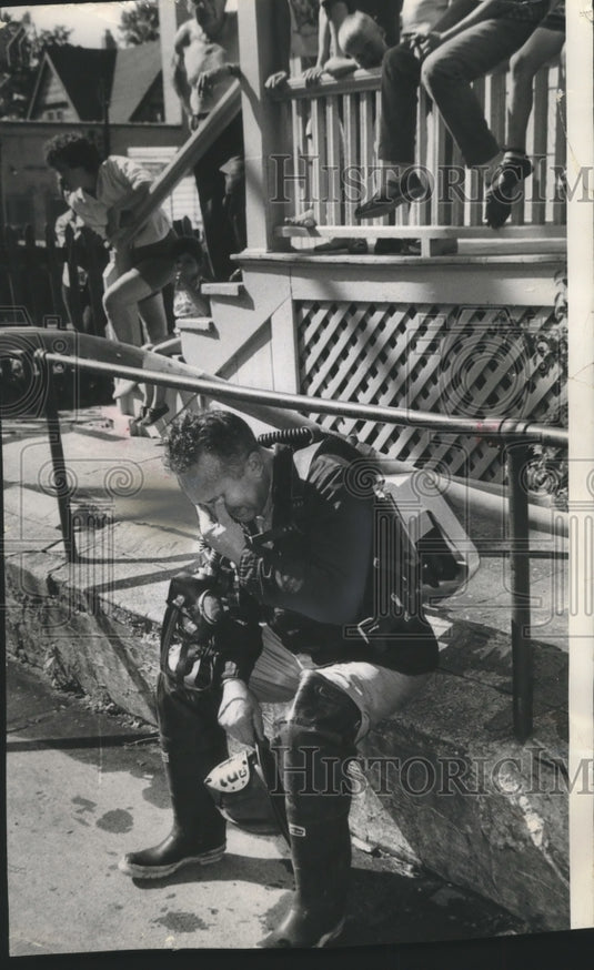 1962 Milwaukee firefighter Lt. Anthony Sanfilippe after fire-Historic Images