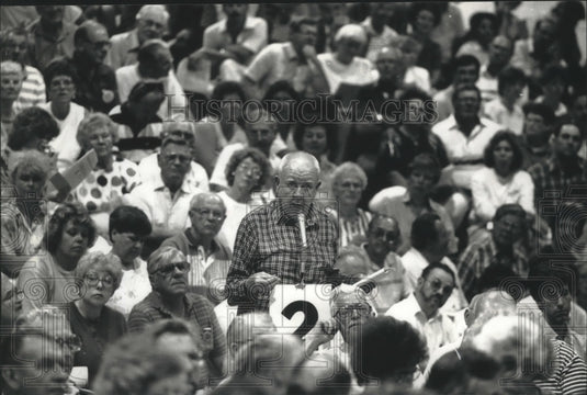 1991 Stacey Barker opposes New Berlin Schools computer proposal - Historic Images