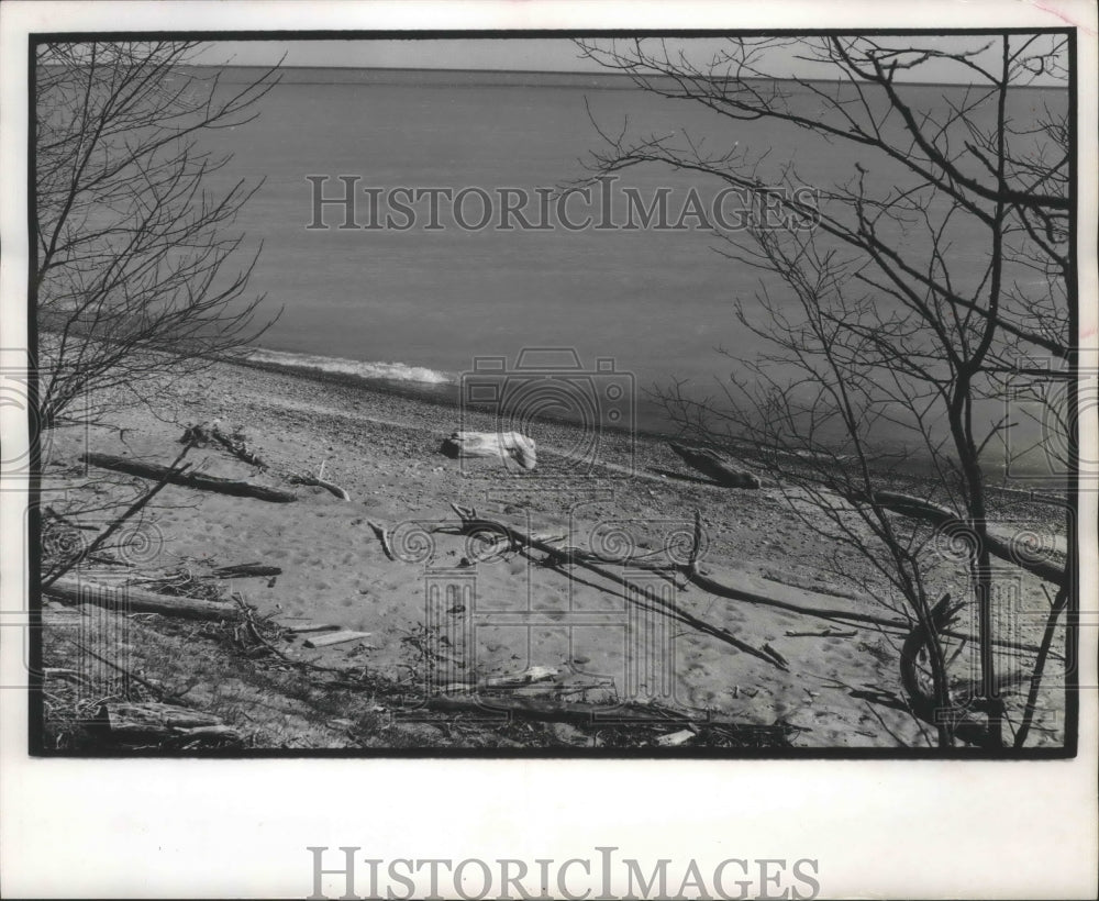 1971 Press Photo Lake Michigan along the Nine Mile Farm, Bayside, Wisconsin - Historic Images