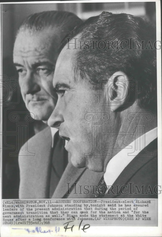 1968 Press Photo President-elect Richard Nixon & President Johnson in Washington - Historic Images