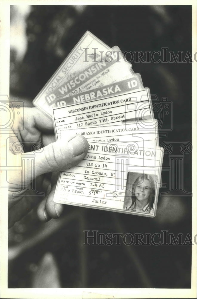 1979 confiscated fake identification cards from La Crosse, Wisconsin - Historic Images