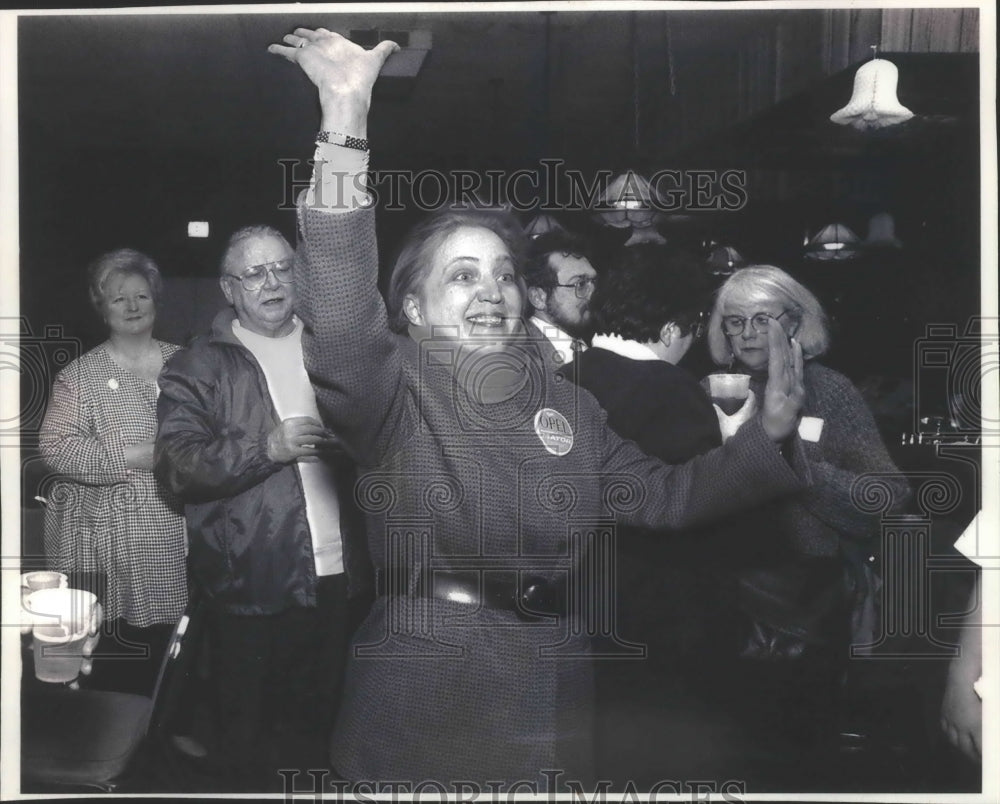 1994 Carol Opel, Mayor, Waukesha, Wisc., at election victory party - Historic Images