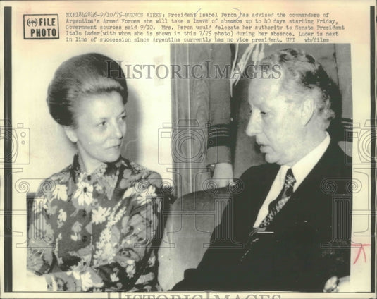 1975 Argentina President Isabel Peron will take leave of absence-Historic Images