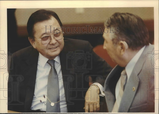 1990 US Senator Daniel Inouye in Madison for treaty rights dispute-Historic Images