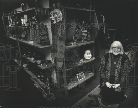 1990 Marion Nelson, sells exotic goods in her store, Global View - Historic Images