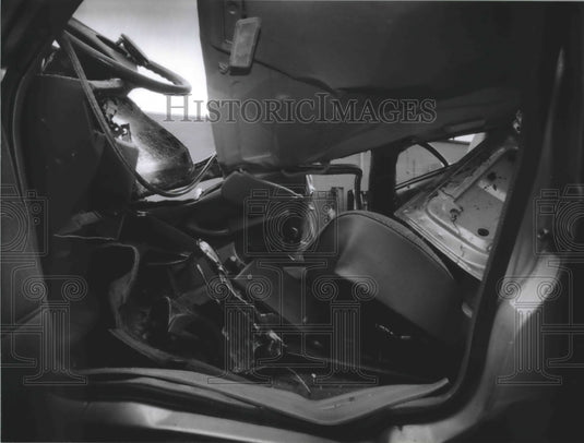 1993 Steve Nelsen's car after being dragged under train, Wisconsin - Historic Images