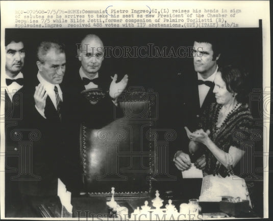 1976 Communist Pietro Ingreo salutes, Rome-Historic Images