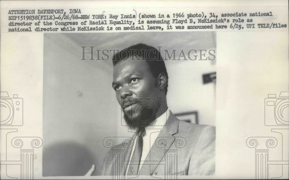 1966 Press Photo Roy Innis director of Congress of Racial Equality, New York. - Historic Images