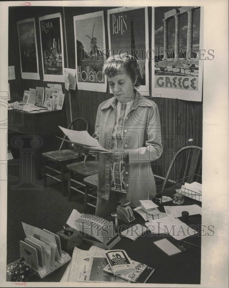 1977 Doris Nolinske in the American Youth Hostel office-Historic Images