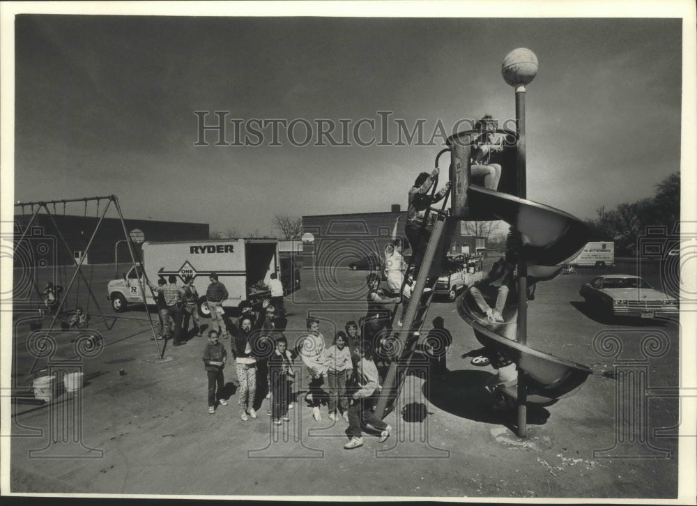 1988 Mukwonago, Wisconsin children on the play ground - Historic Images