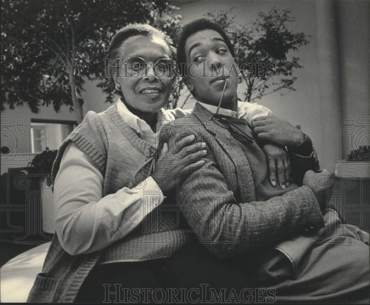 1984 Barbara Rivers and son Bobby at channel 12, Wisconsin - Historic Images