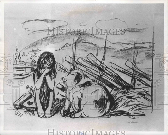 1970 Press Photo "Omega and the Boar" on display at Irving Galleries, Wisconsin-Historic Images