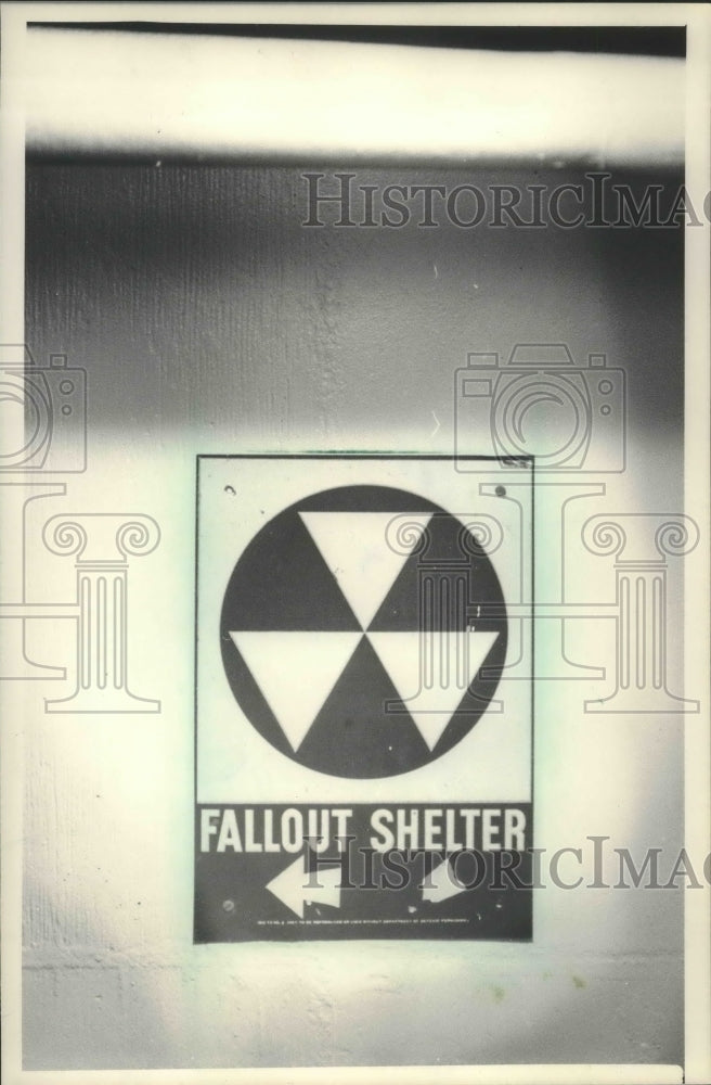 1984 Fallout shelter sign at Milwaukee Zoo Aviary-Historic Images