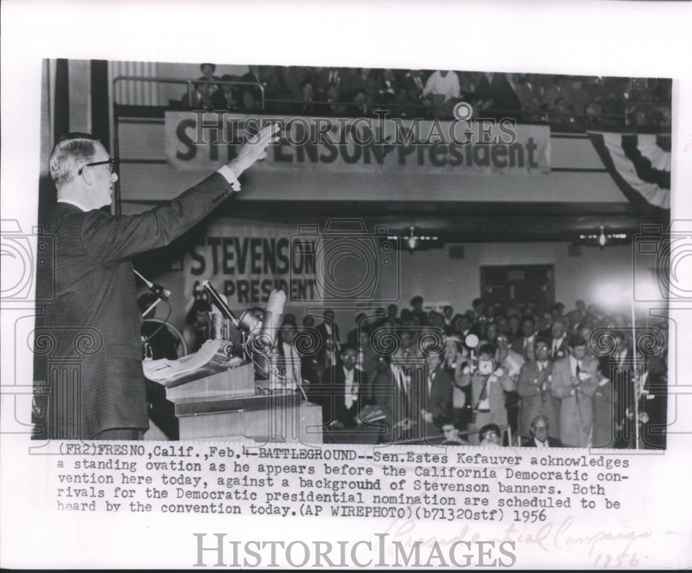 1956 Press Photo Senator Estes Kefauver Presidential Campaign in Fresno-Historic Images