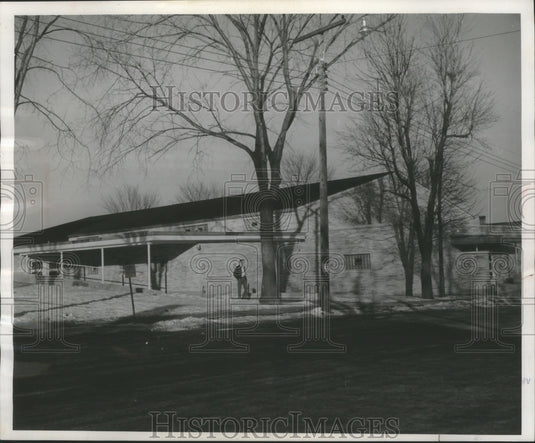 1958 Iola high school's new auditorium gymnasium in Wisconsin-Historic Images