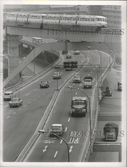 1965 Press Photo Japan, Tokyo's New Superhighways, and monorail - mjb75908-Historic Images
