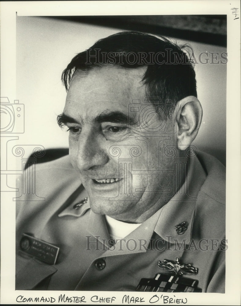 1986 Press Photo Command Master Chief Mark O&#39;Brien from Wisconsin - mjb76651 - Historic Images