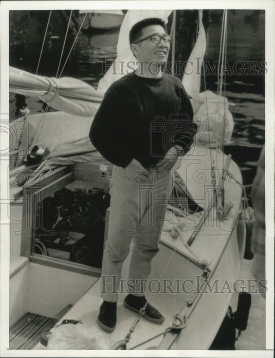 1967 Ikuo Kashima, Kobe, Japan, prepares to sale to Yokohama, Japan - Historic Images