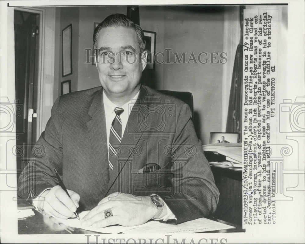 1967 Press Photo Democratic House Clerk, Pat Jennings (Democrat-Virginia)-Historic Images