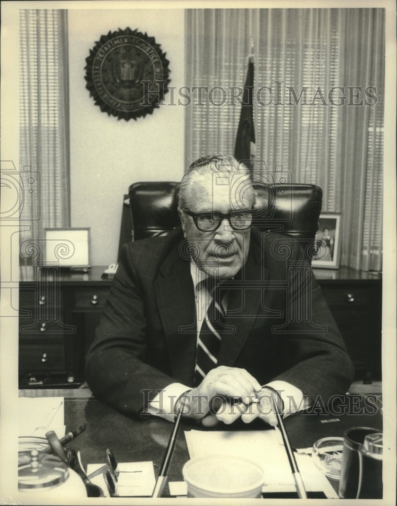 1977 Press Photo Clarence Kelley, Director of FBI in Washington D.C. - mjb77876 - Historic Images