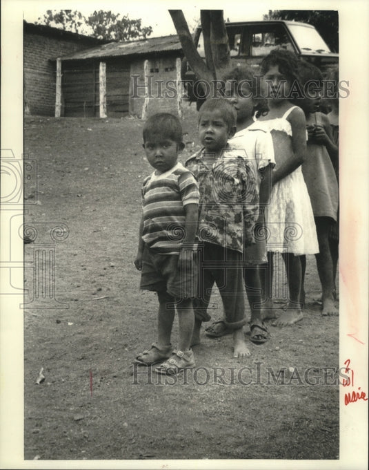 1990 Orphans and abandoned children lined up to greet a visitor-Historic Images