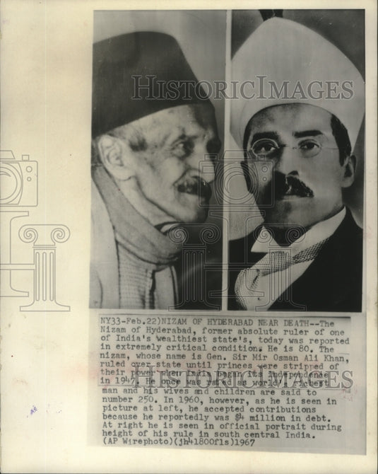1967 Nizam of Hyderabad, shown in 1960 and in height of rule-Historic Images