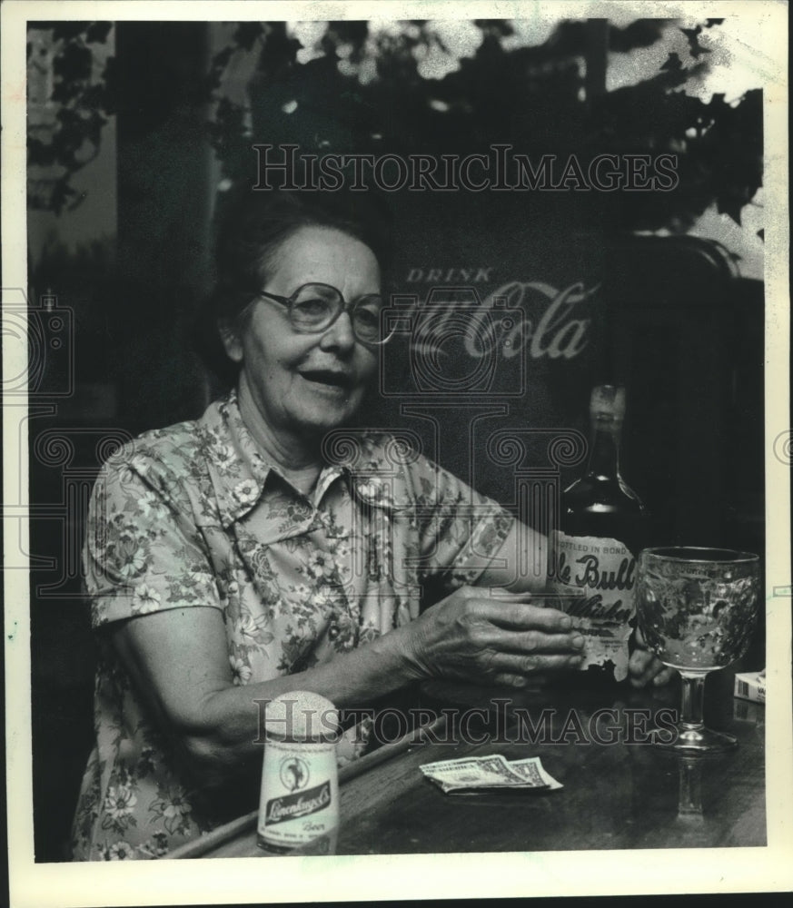1981 Metilda Bloom runs oldest tavern in Wisconson at Phillips - Historic Images