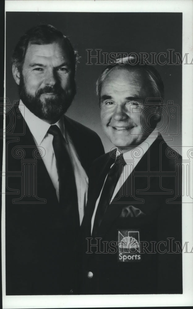 1986 Merlin Olsen, Dick Enberg NBC TV  U.S. sportscasters - Historic Images