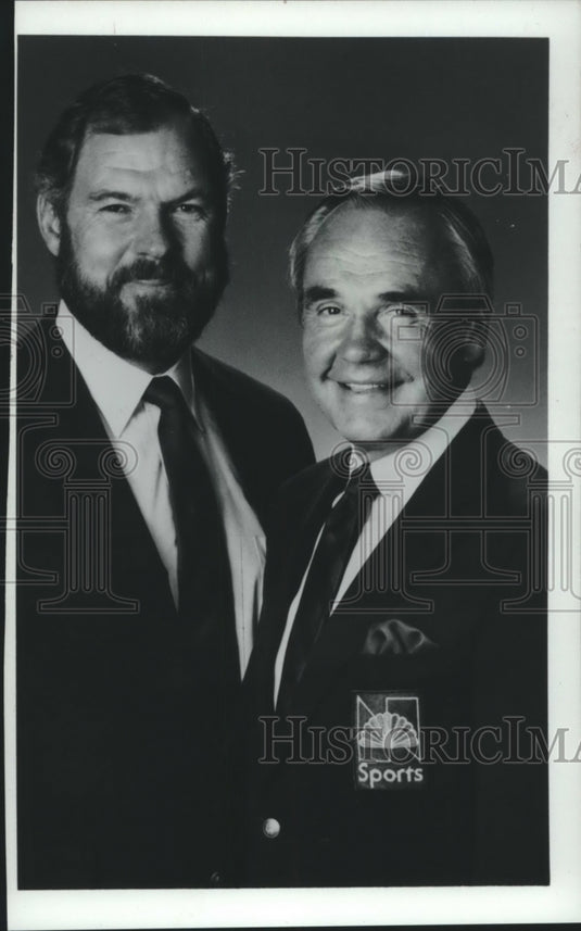 1986 Merlin Olsen, Dick Enberg NBC TV  U.S. sportscasters - Historic Images