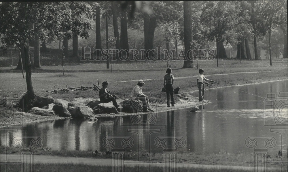 1979 Young fisherman tried the Humboldt Park Lagoon-Historic Images
