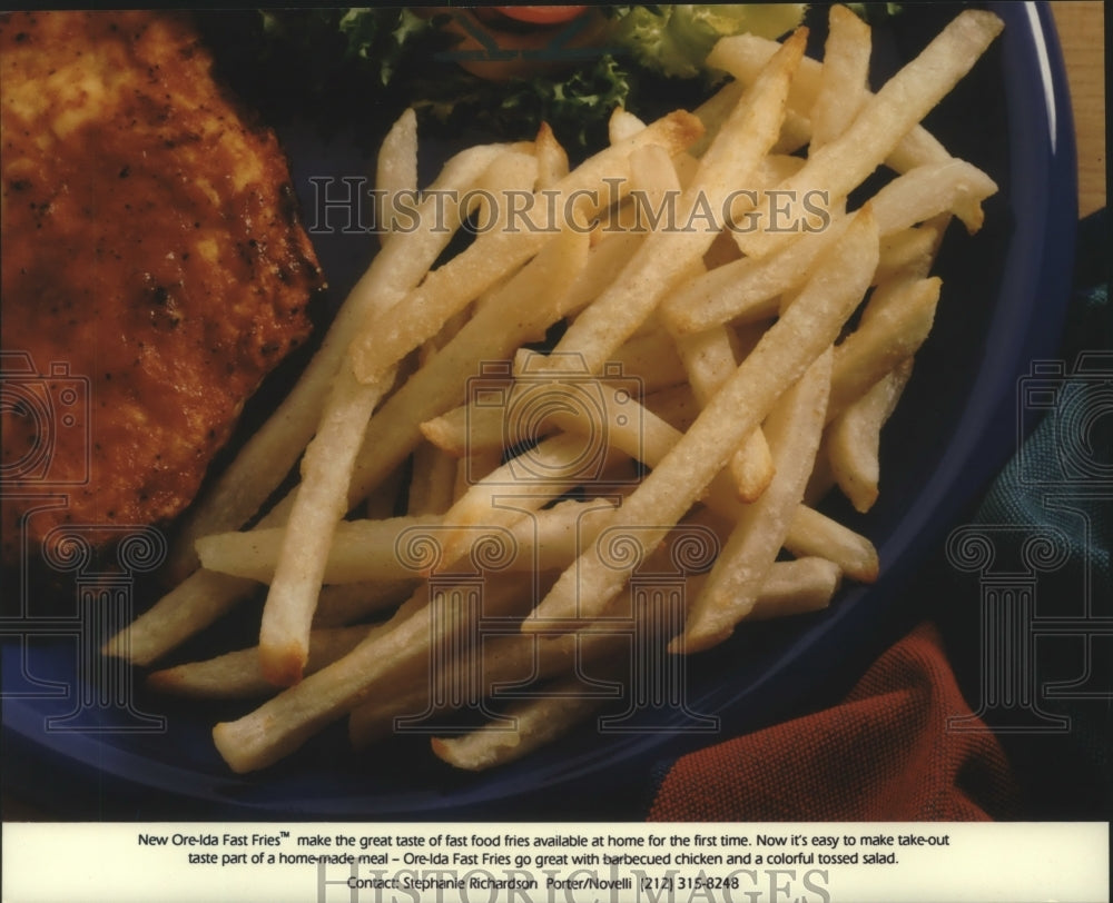 1993 Press Photo Ore-Ida Fast Fries and a burger - mjb78824 - Historic Images