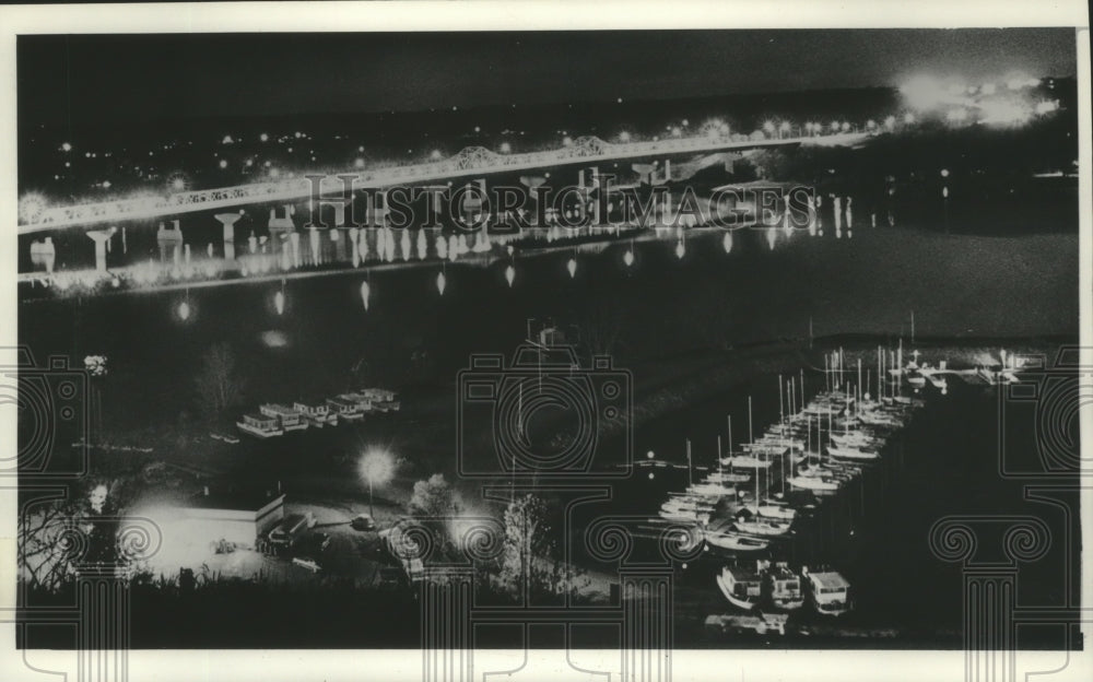 1977 View of Marina &amp; Bridges from Birkmose Park, Hudson, Wisconsin-Historic Images