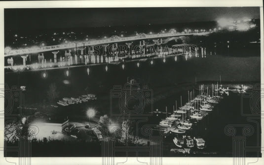 1977 View of Marina & Bridges from Birkmose Park, Hudson, Wisconsin-Historic Images