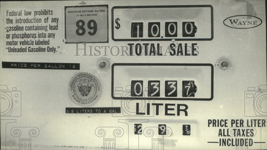 1980 Gas stations now dispensing gasoline by the liter, Wisconsin-Historic Images