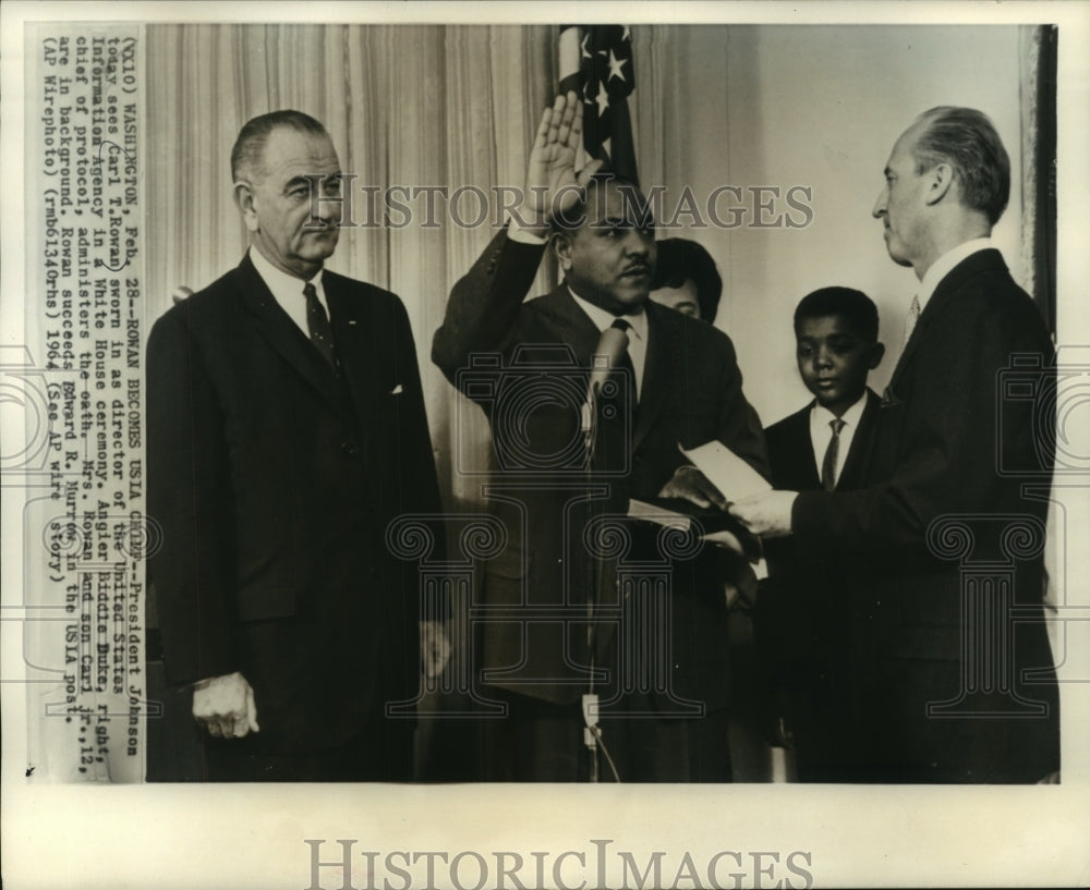 1964 Carl Rowan sworn in as Director in Washington D.C. by President-Historic Images