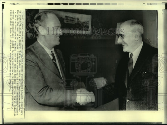 1971 Press Photo Secretary of State Rogers & Portuguese Premier Caetano, Lisbon - Historic Images
