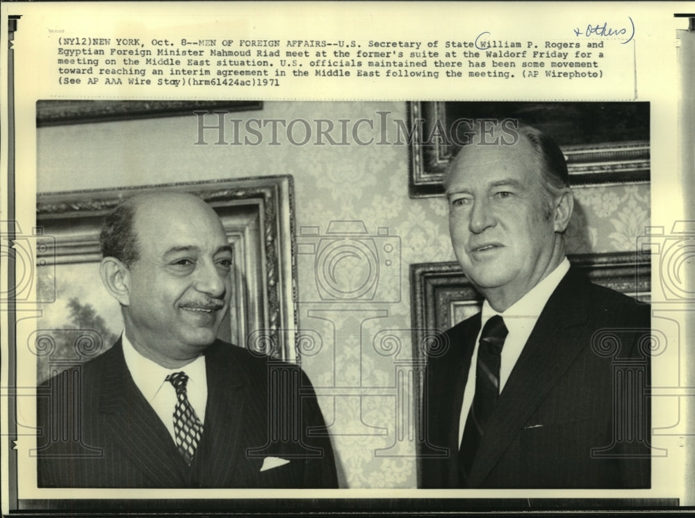 1971 Press Photo Secretary of State Rogers &amp; Egyptian Foreign Minister Riad - Historic Images