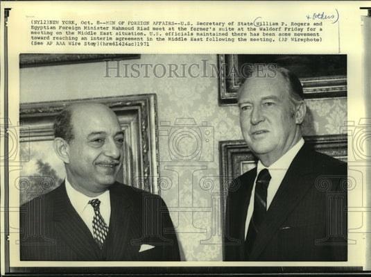 1971 Press Photo Secretary of State Rogers & Egyptian Foreign Minister Riad - Historic Images